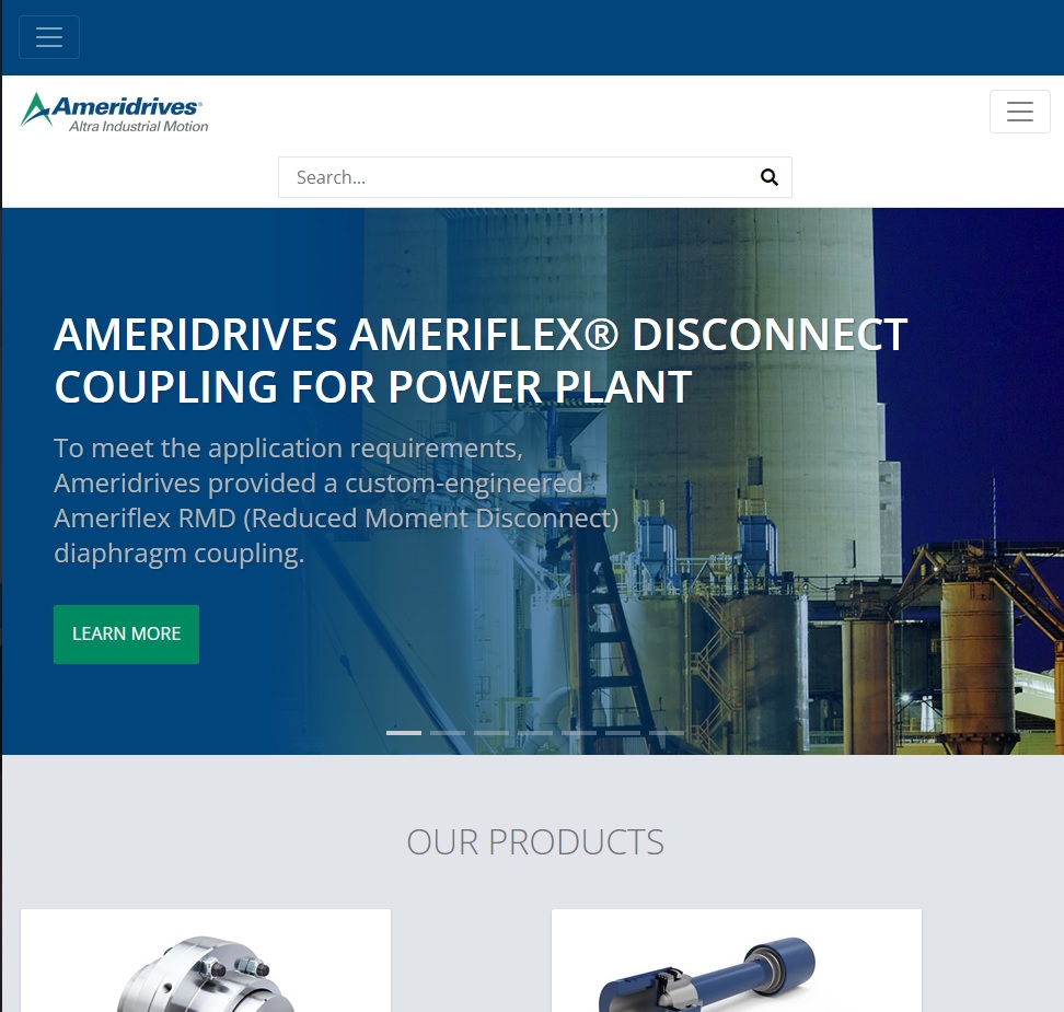 Ameridrives Couplings website preview