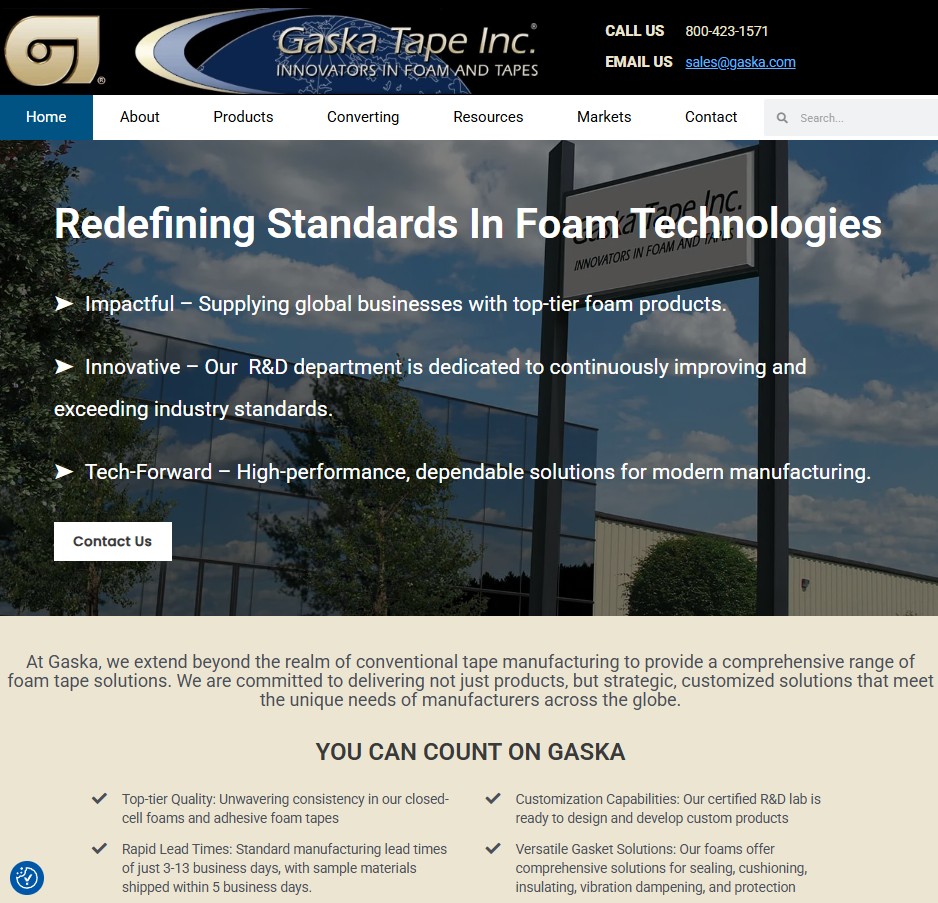 Gaska Tape Inc website preview