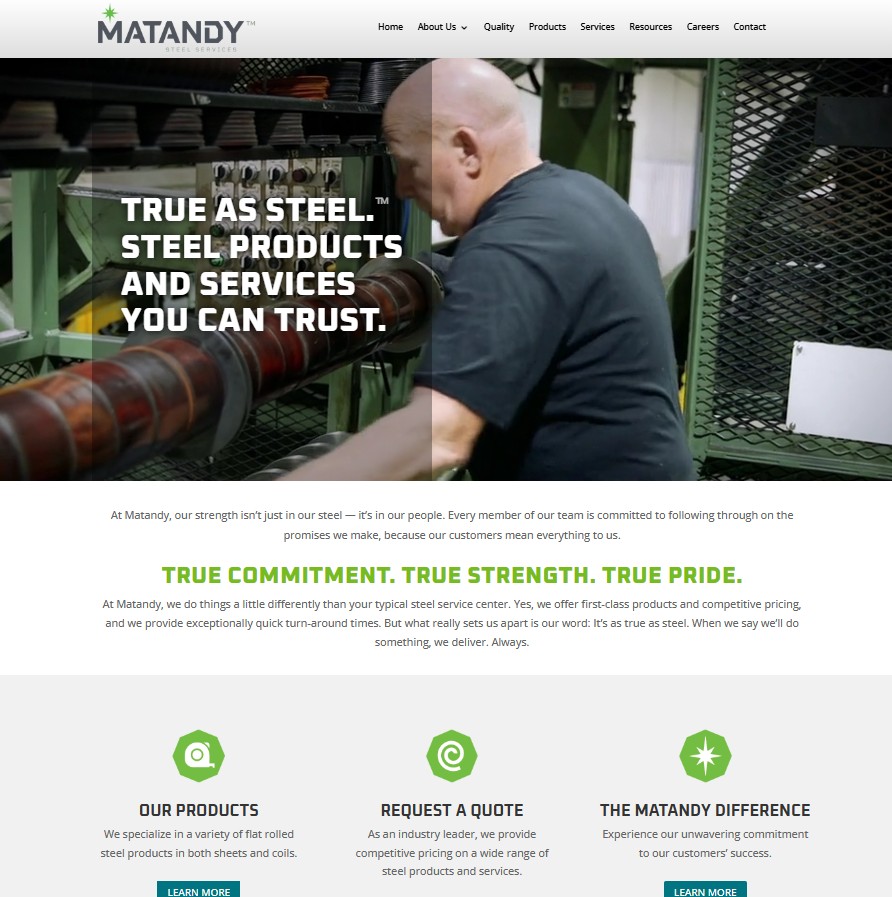 Matandy Steel website preview