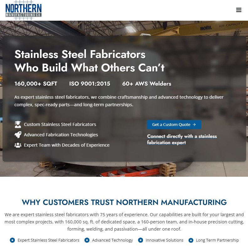 Northern Manufacturing Co. website preview