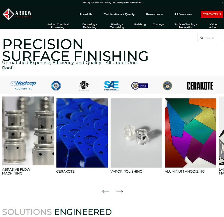 Arrow Finishing Inc website preview