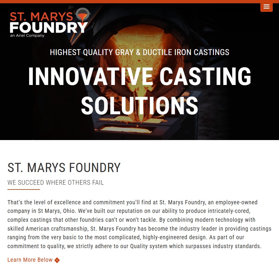 St. Marys Foundry, Inc. website preview