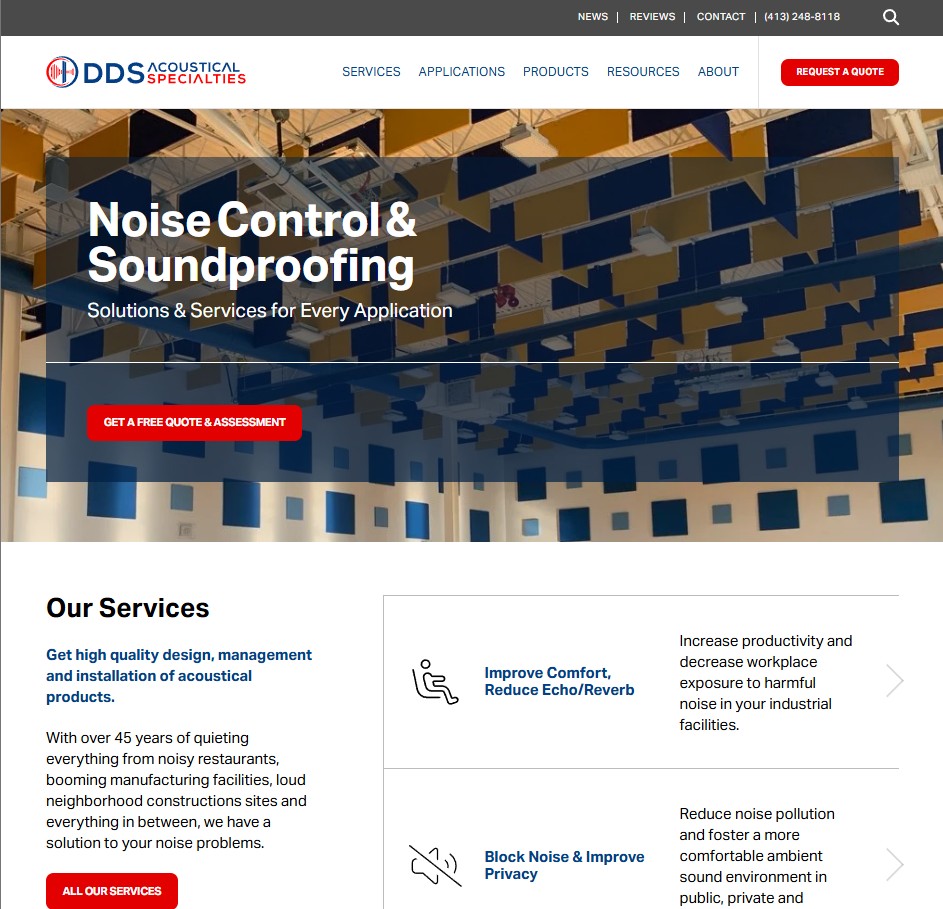 DDS Acoustical Specialties website preview