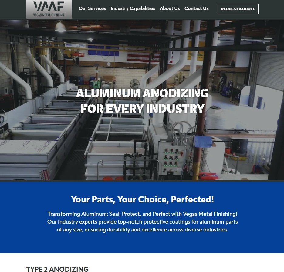 Vegas Metal Finishing website preview