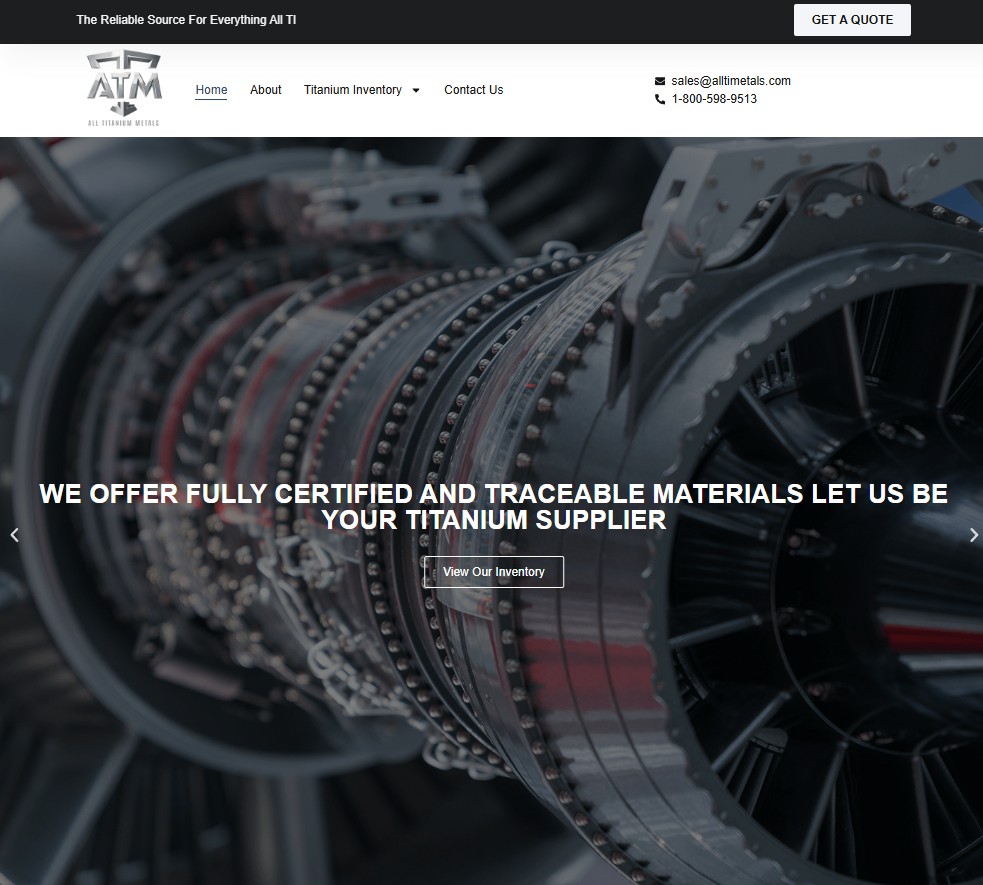 All Titanium Metals website preview