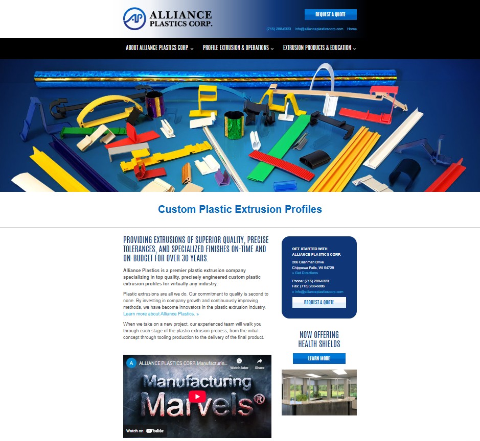 Alliance Plastics Corp. website preview