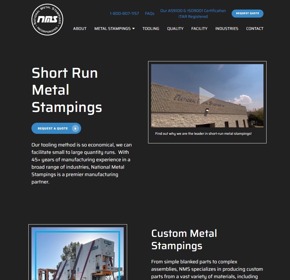National Metal Stampings, Inc. website preview