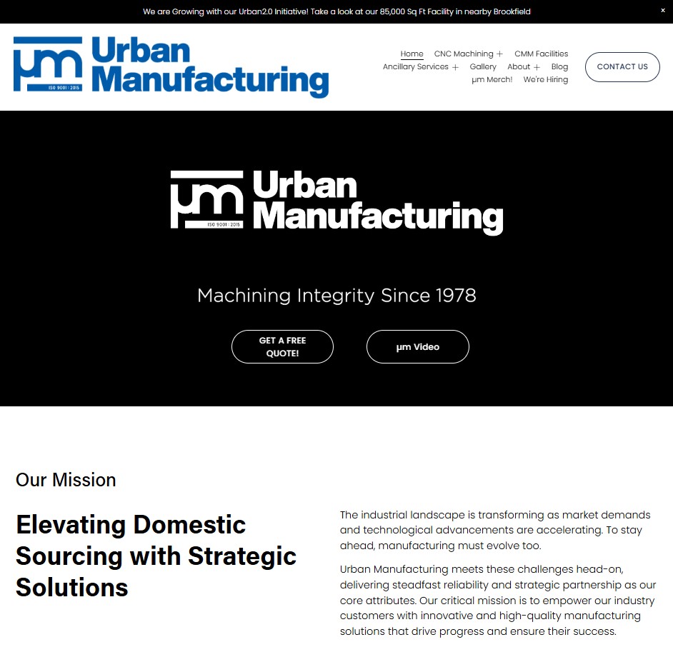 Urban Manufacturing website preview