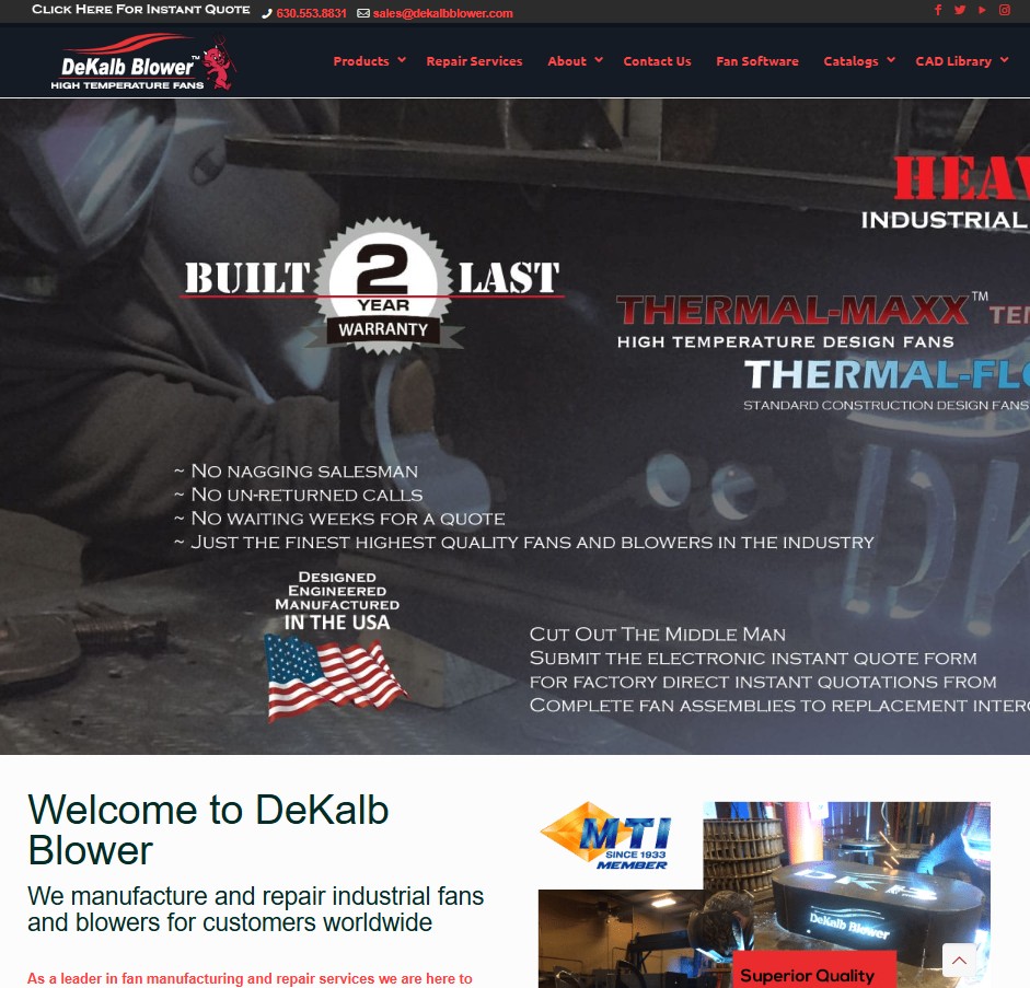 DeKalb Blower, Inc. website preview