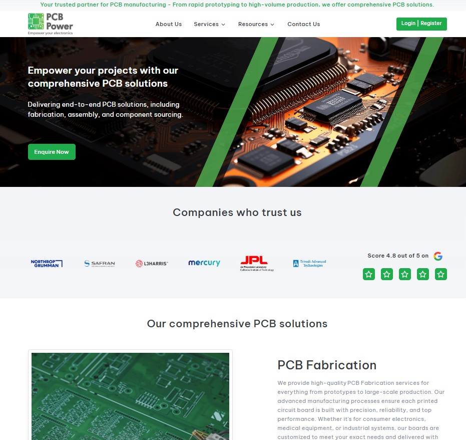 PCB Power website preview