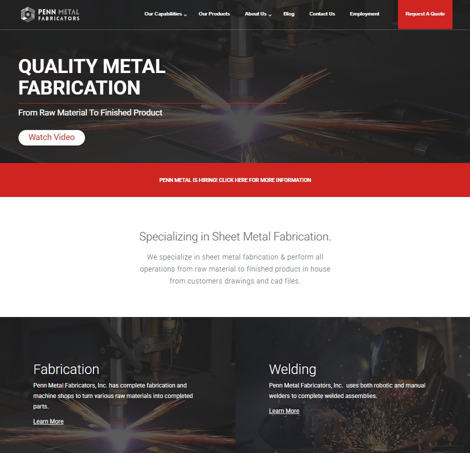 Penn Metal Fabricators, Inc. website preview