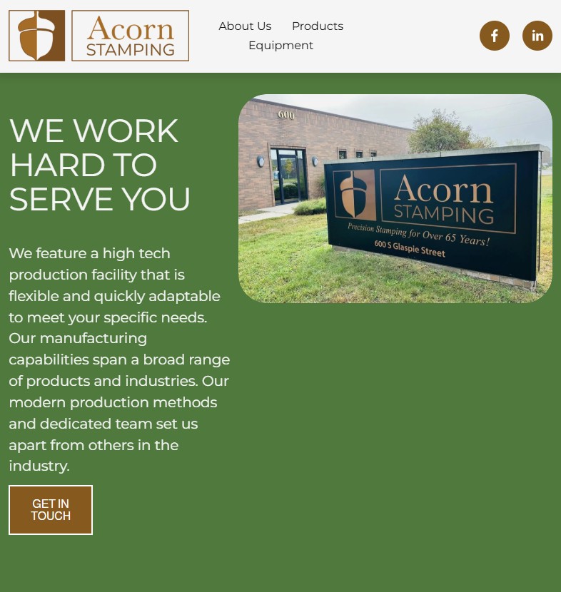 Acorn Stamping website preview