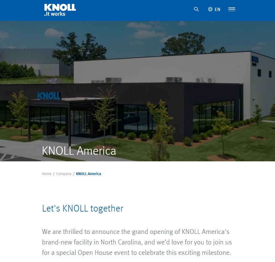 Knoll America website preview