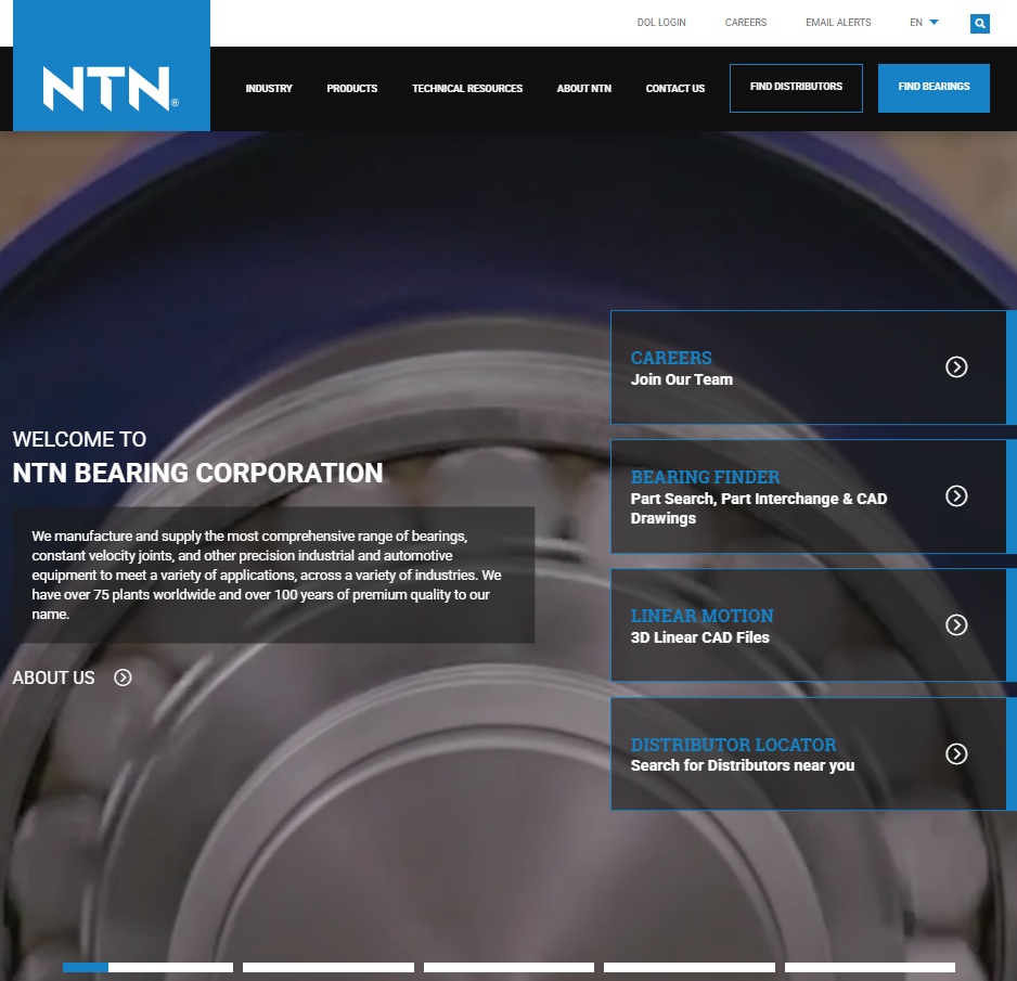 NTN Bearing Corporation website preview
