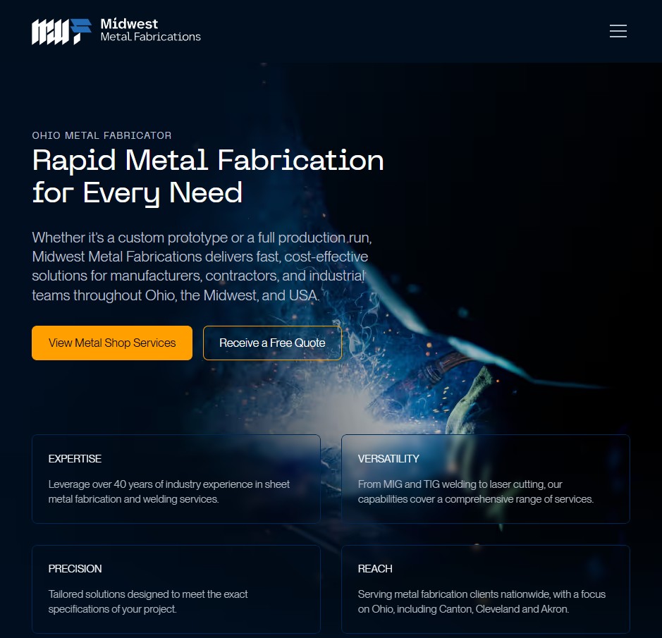 Midwest Metal Fabrications website preview