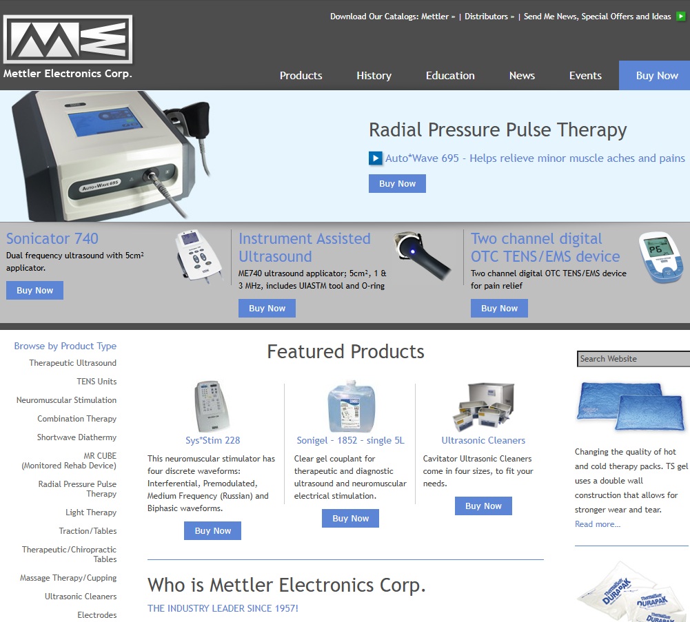 Mettler Electronics Corp website preview