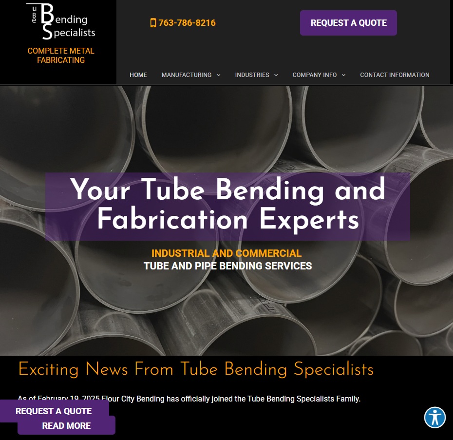 Tube Bending Specialists website preview