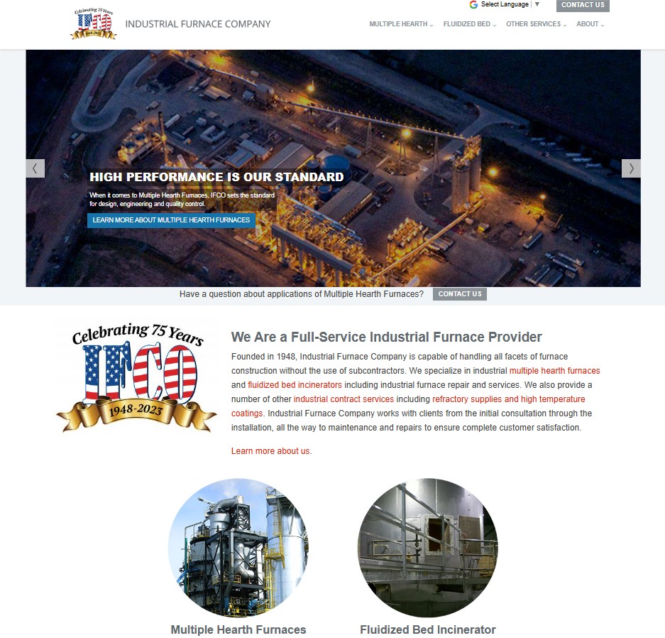Industrial Furnace Company website preview