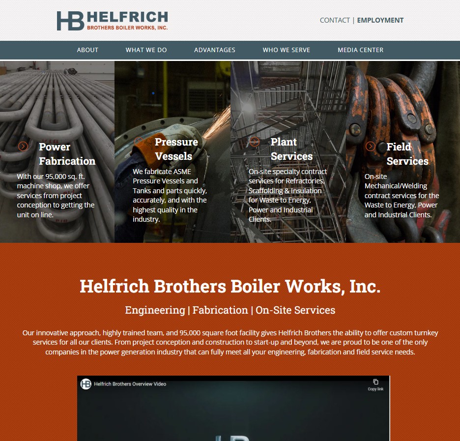 Helfrich Brothers Boiler Works, Inc. website preview