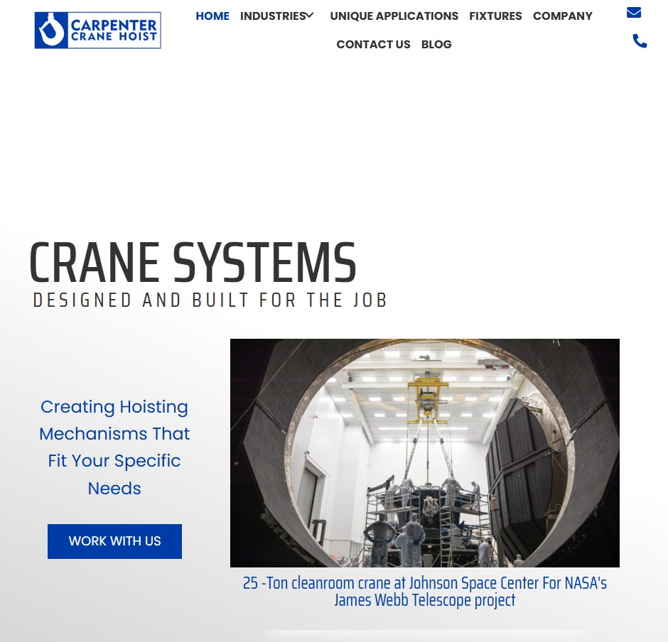 Carpenter Crane Hoist website preview