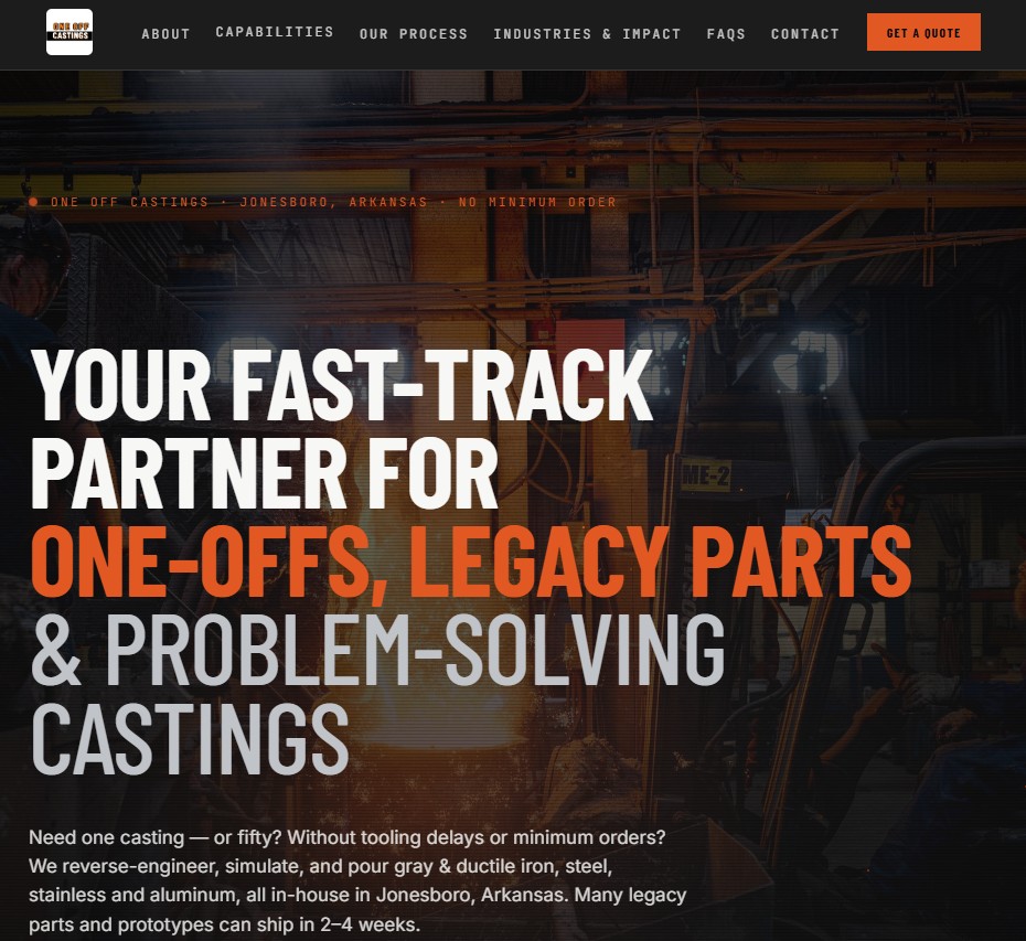 One Off Castings website preview