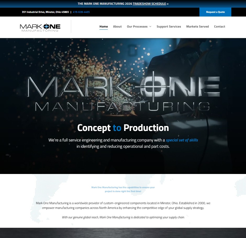Mark One Manufacturing website preview