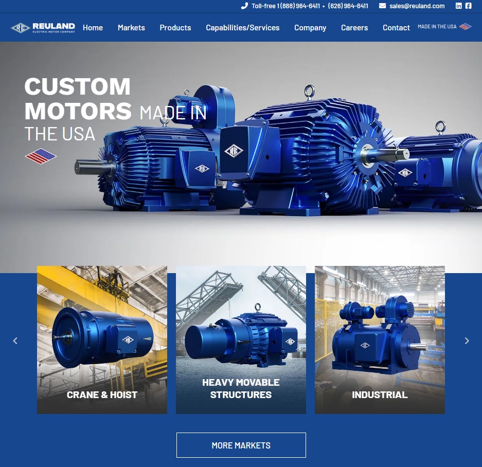 Reuland Electric Motor Company website preview