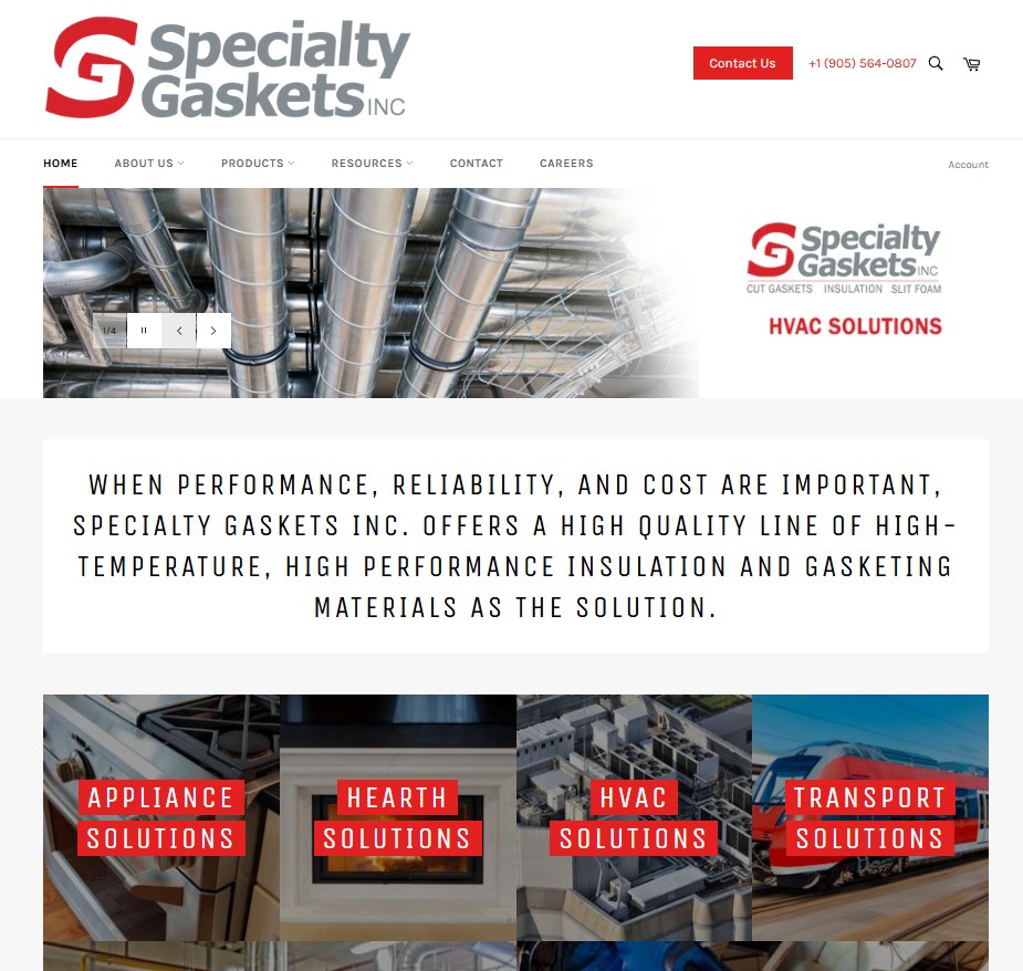 Specialty Gaskets Inc. website preview