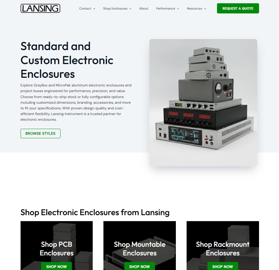 Lansing Enclosures website preview