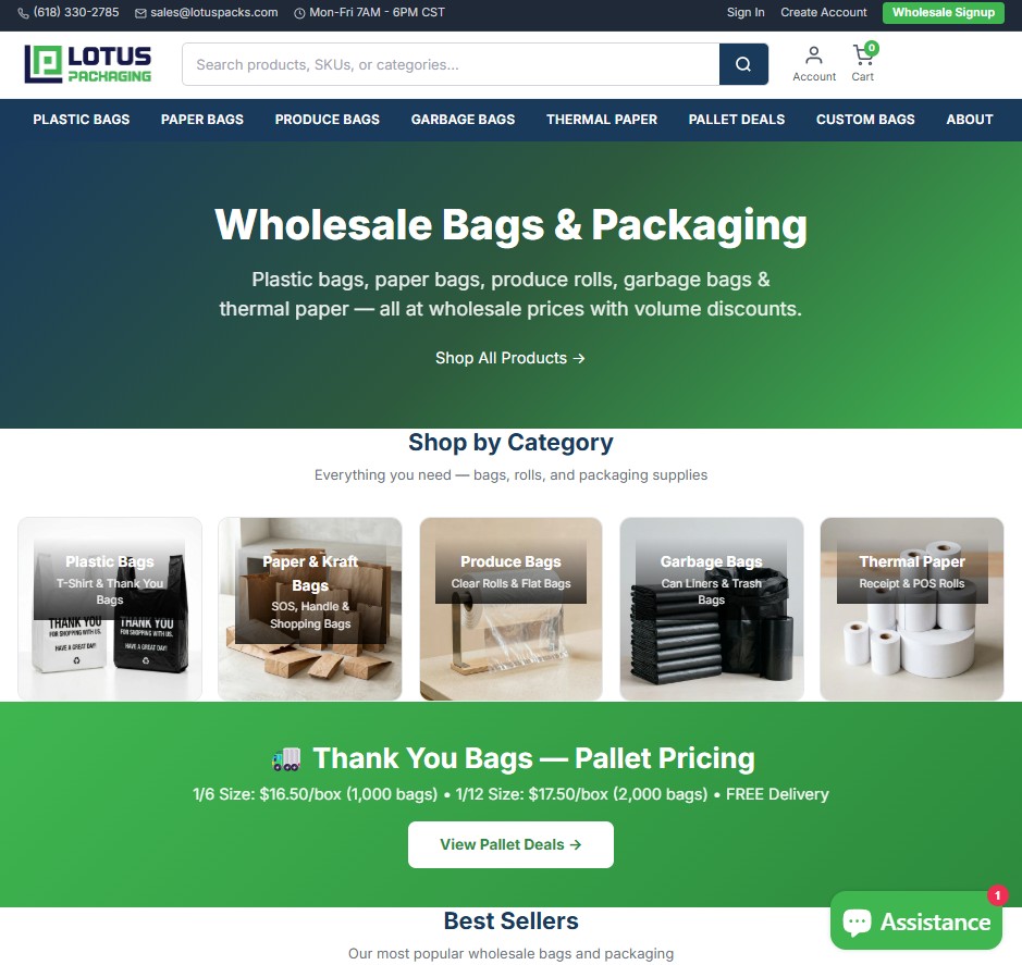 Lotus Packaging website preview