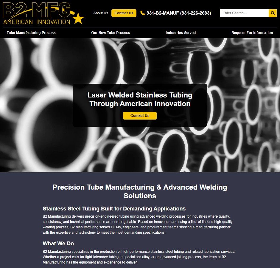 B2 MFG website preview