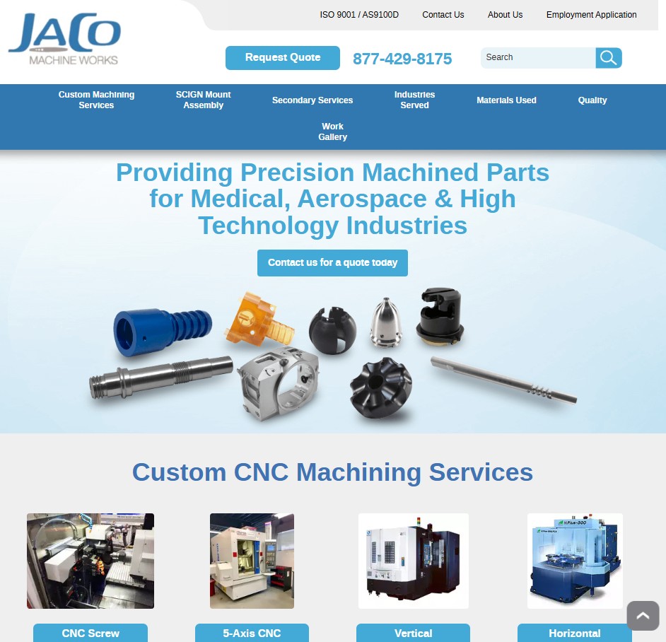 JACO Machine Works website preview