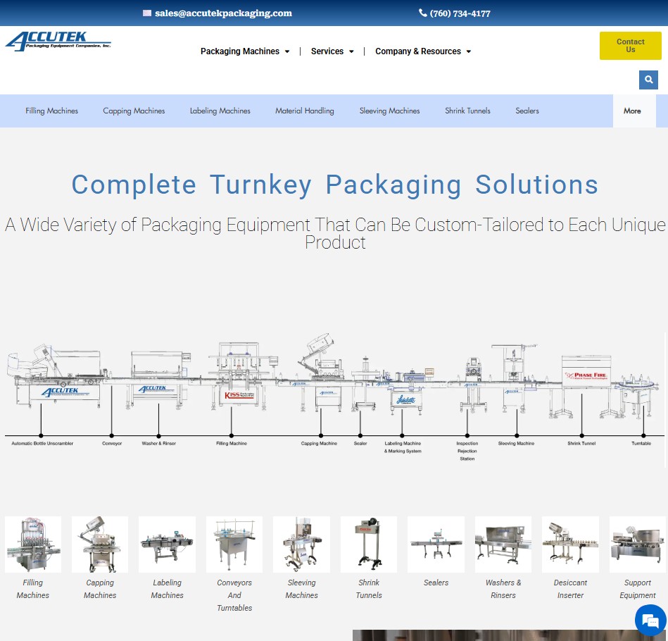 Accutek Packaging Equipment Company, Inc. website preview