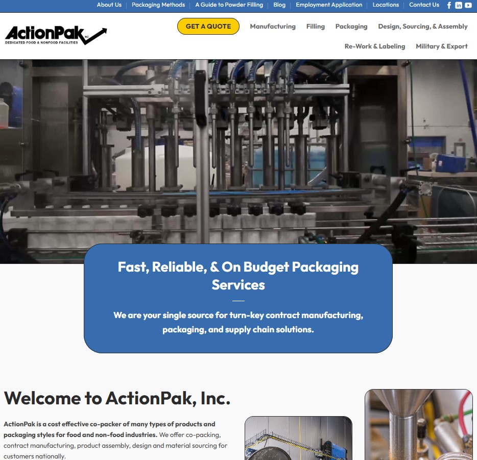 ActionPak Inc. website preview
