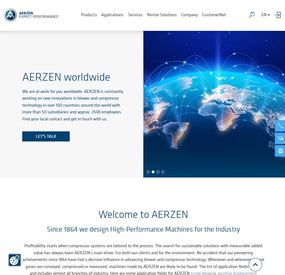 Aerzen Blowers and Compressors of Canada website preview