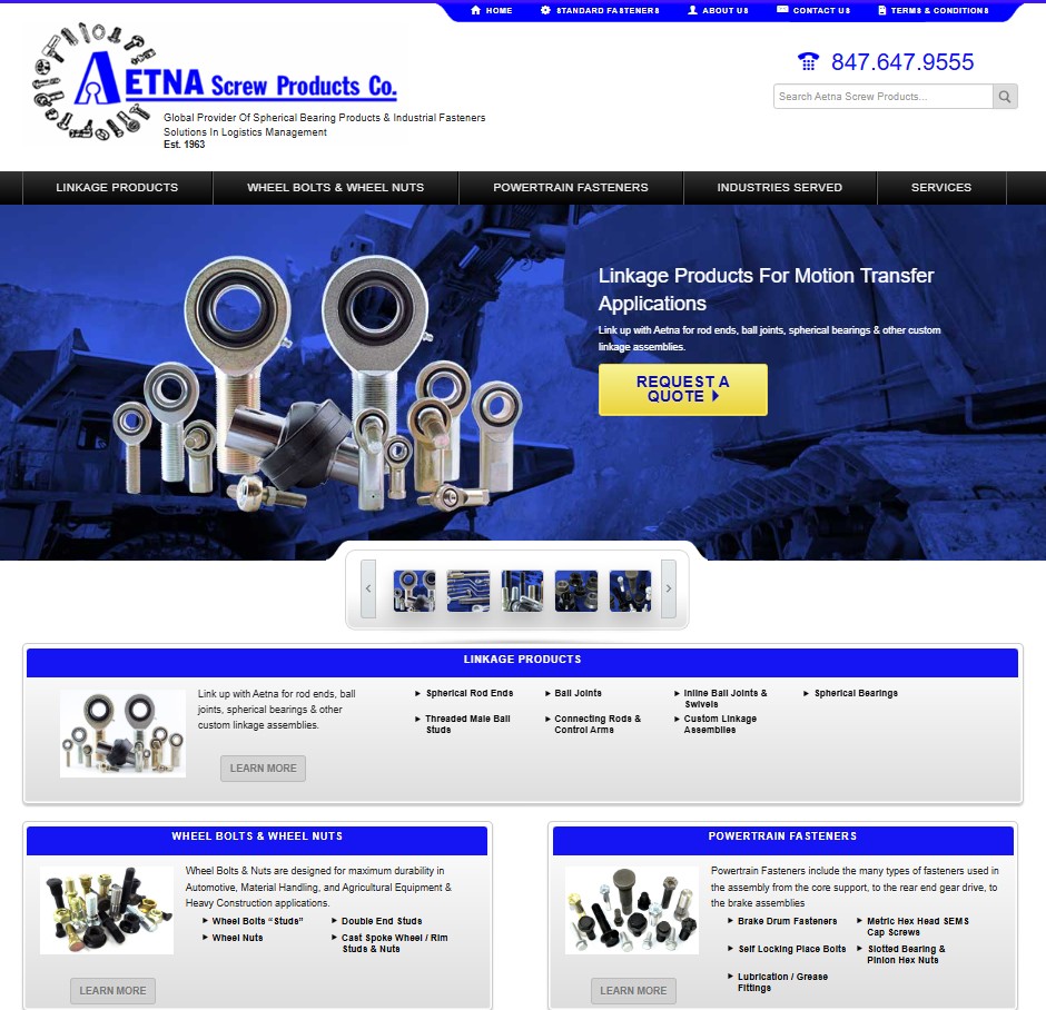 Aetna Screw Products Co. website preview