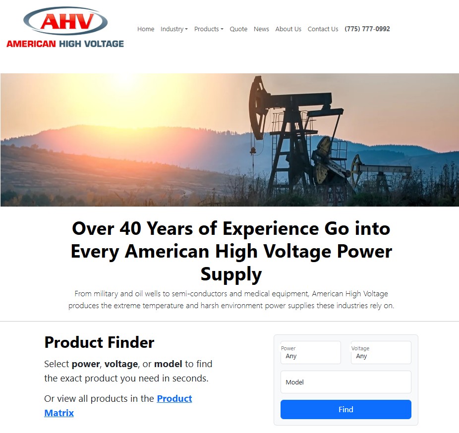 American High Voltage website preview