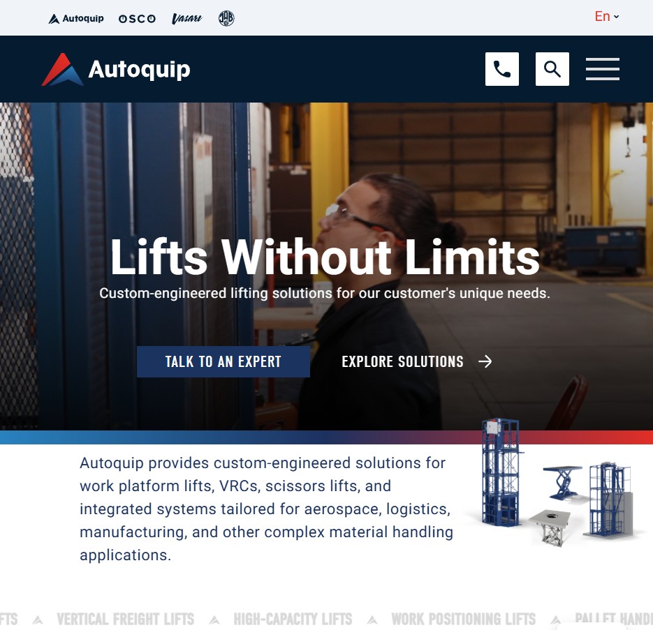 Autoquip Corporation website preview