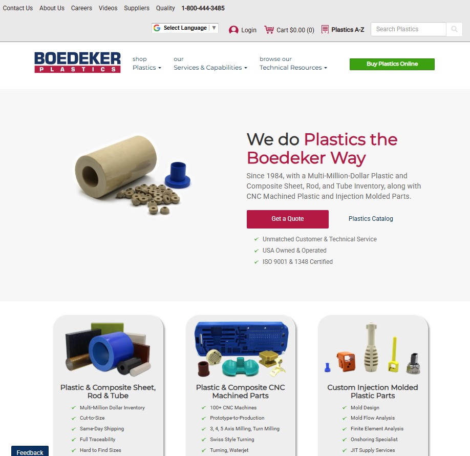 Boedeker Plastics, Inc. website preview