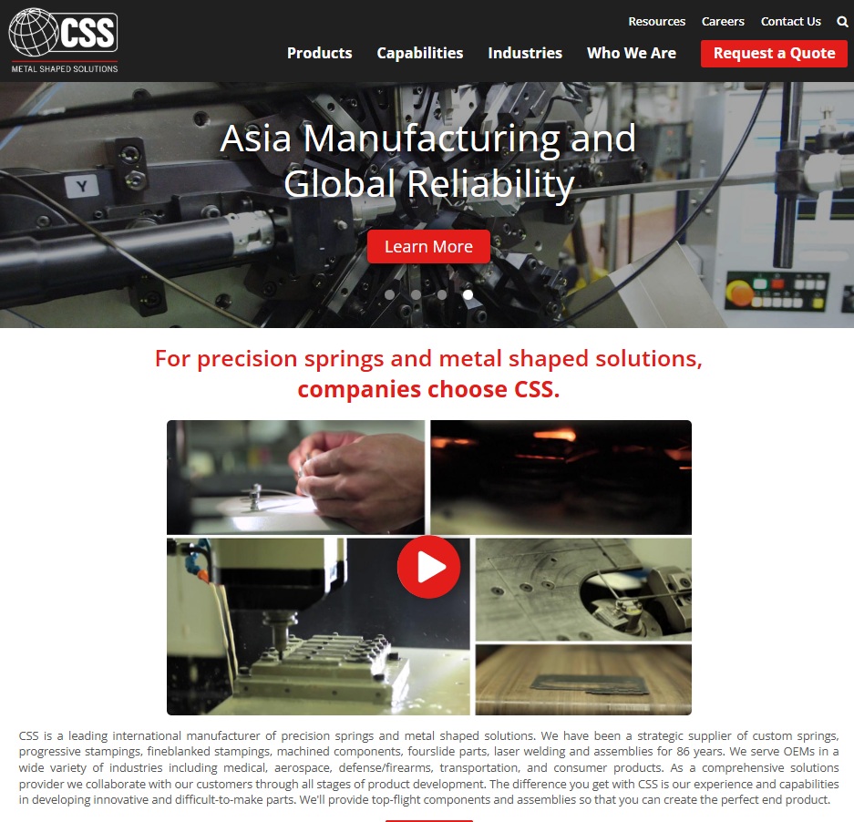 CSS (Connecticut Spring & Stamping) website preview