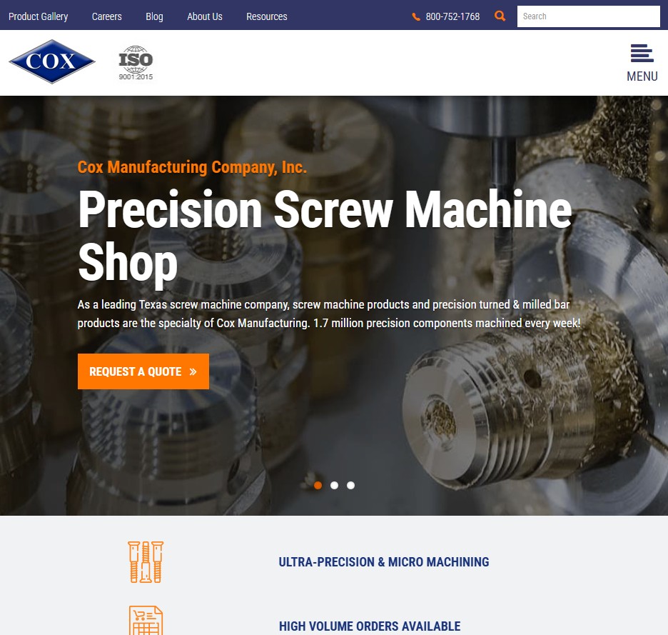 Cox Manufacturing website preview