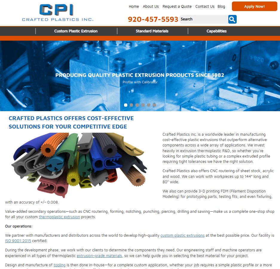 Crafted Plastics Inc. website preview