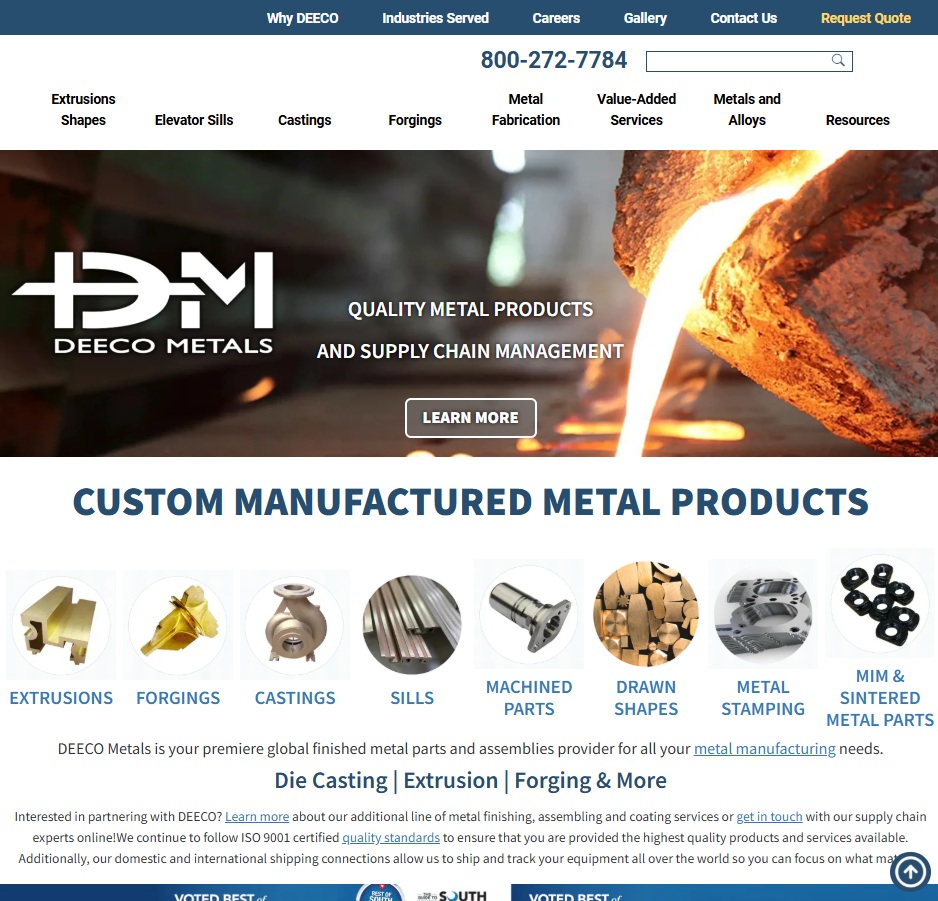 Deeco Metals Corporation website preview