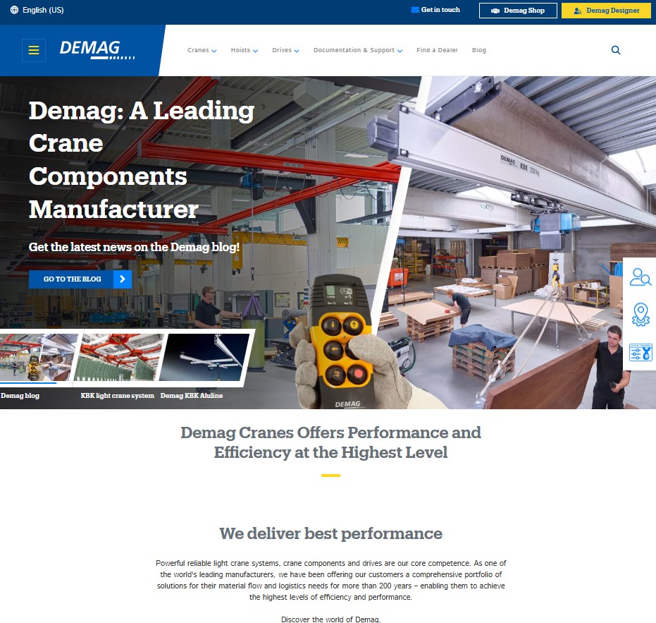 Demag Cranes & Components Corporation website preview