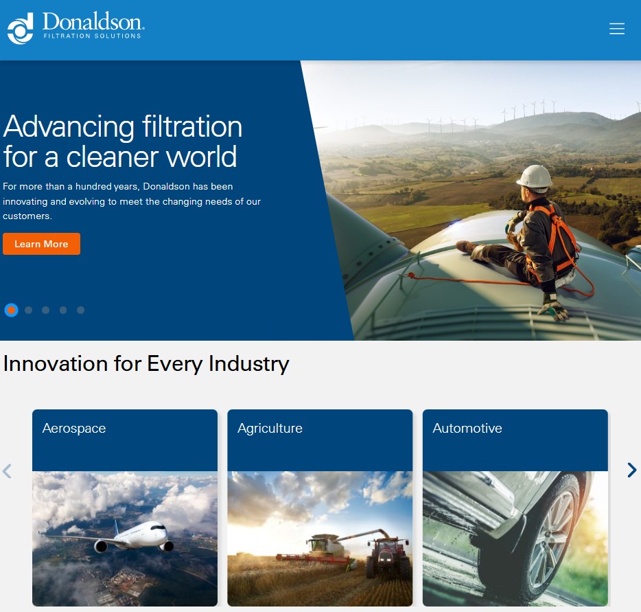 Donaldson Company, Inc. website preview