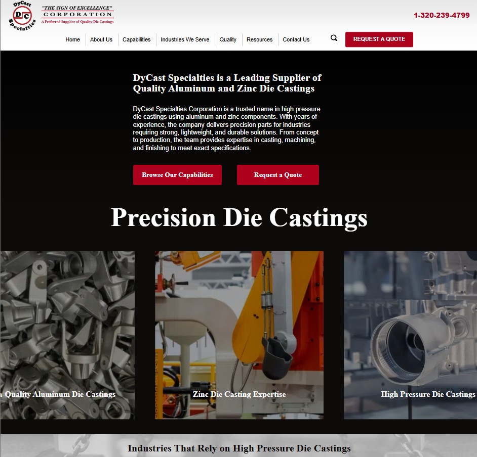 DyCast Specialties Corporation website preview