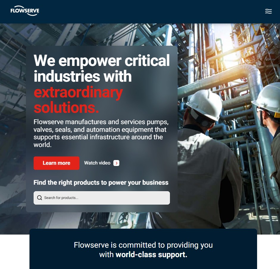 Flowserve® Corporation website preview