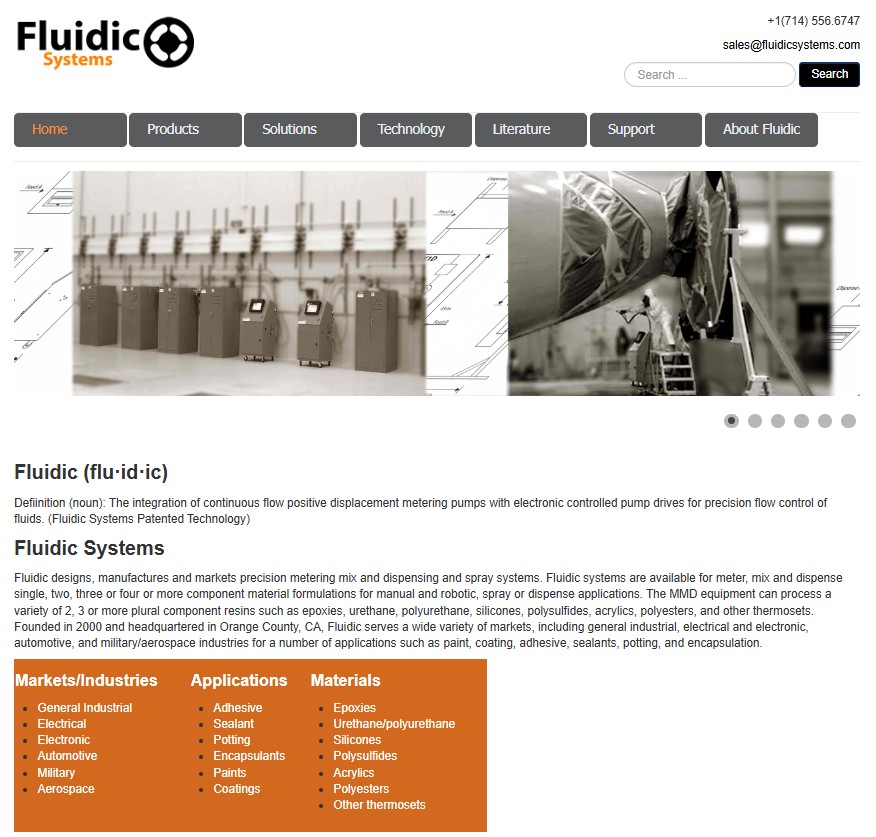 Fluidic Systems website preview