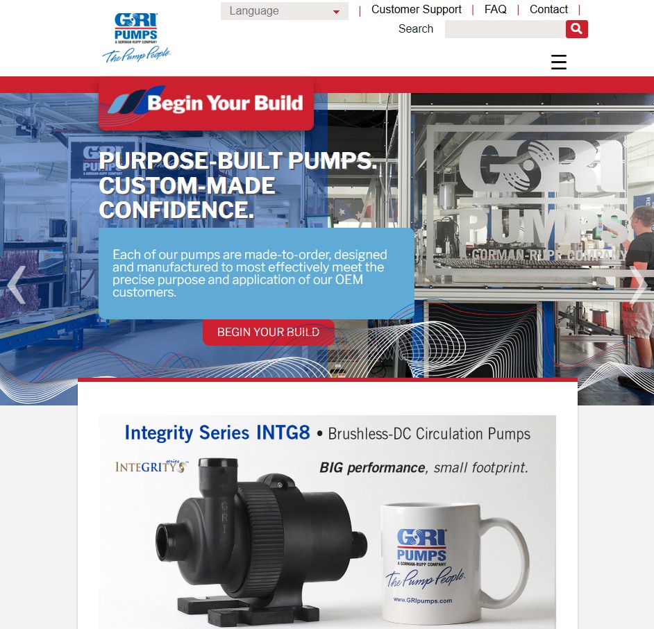 GRI PUMPS/ A Gorman-Rupp Company website preview