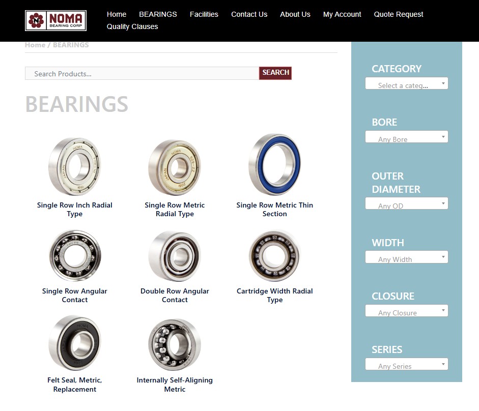 NOMA Bearing Co. website preview